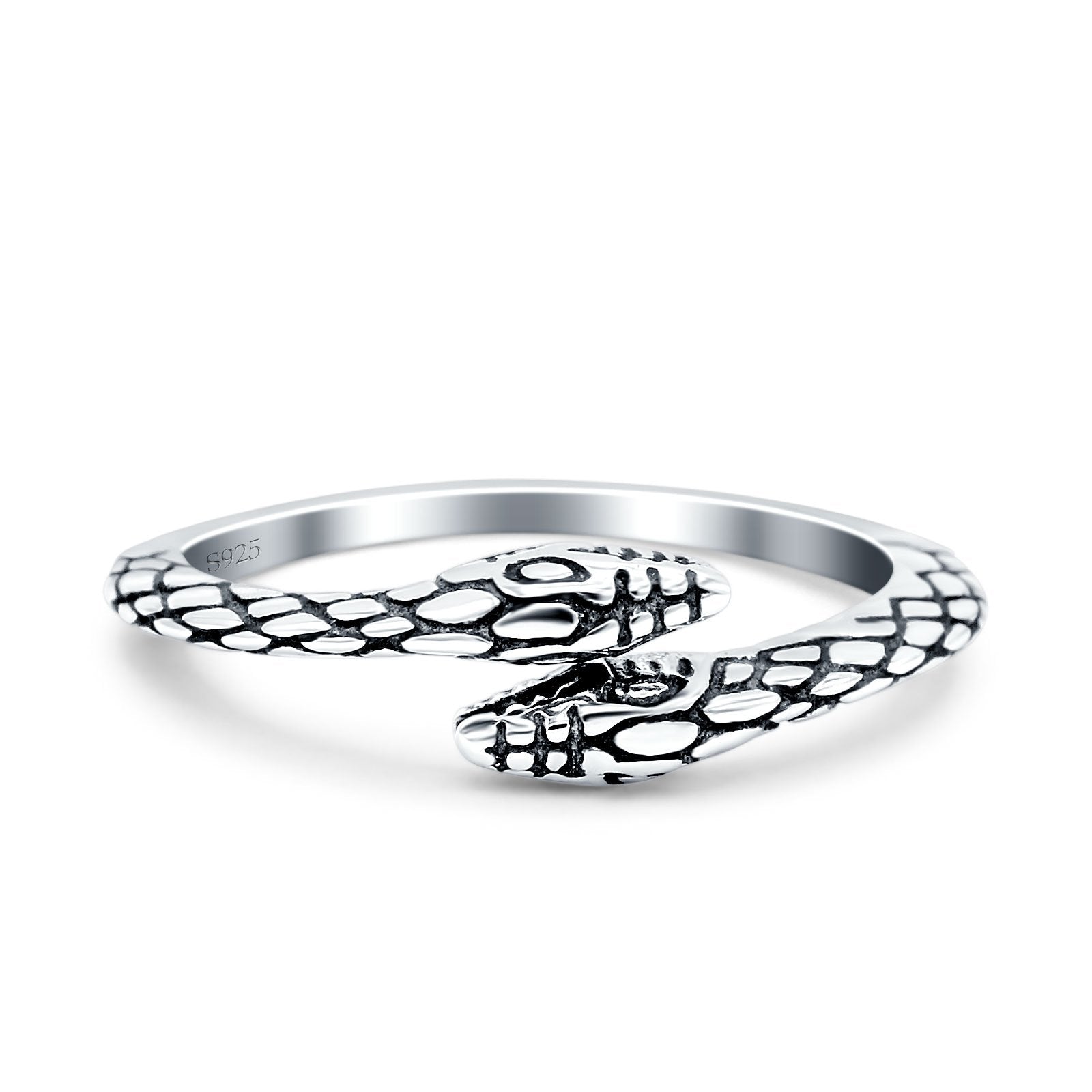 Snakes Band Oxidized Ring Solid 925 Sterling Silver (5.5mm)