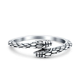 Snakes Band Oxidized Ring Solid 925 Sterling Silver (5.5mm)