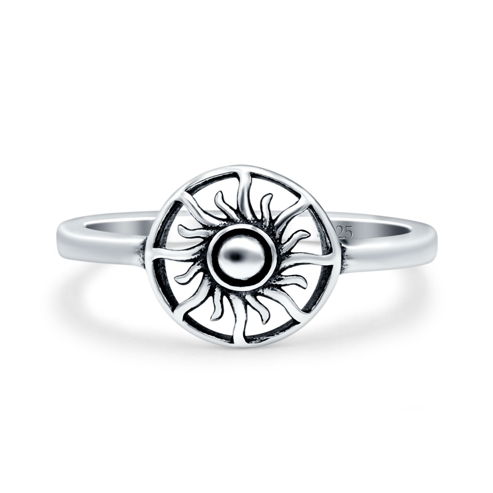 Sun Oxidized Band Solid 925 Sterling Silver Thumb Ring (8mm)