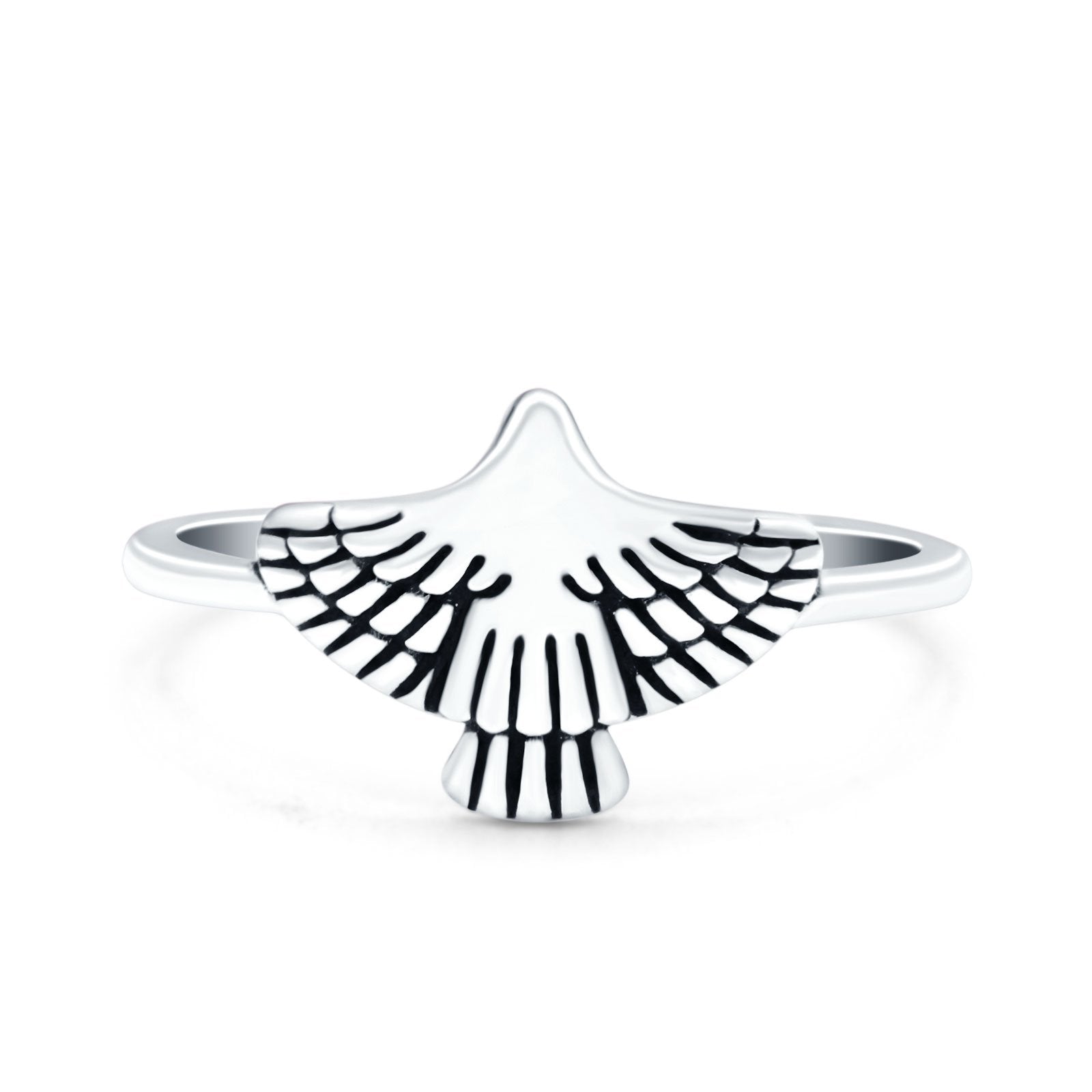 Eagle Oxidized Band Solid 925 Sterling Silver Thumb Ring (10mm)
