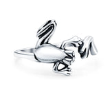 Frog Band Oxidized Solid 925 Sterling Silver Thumb Ring (13mm)