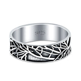 Tree Branches Oxidized Band Solid 925 Sterling Silver Thumb Ring (7mm)