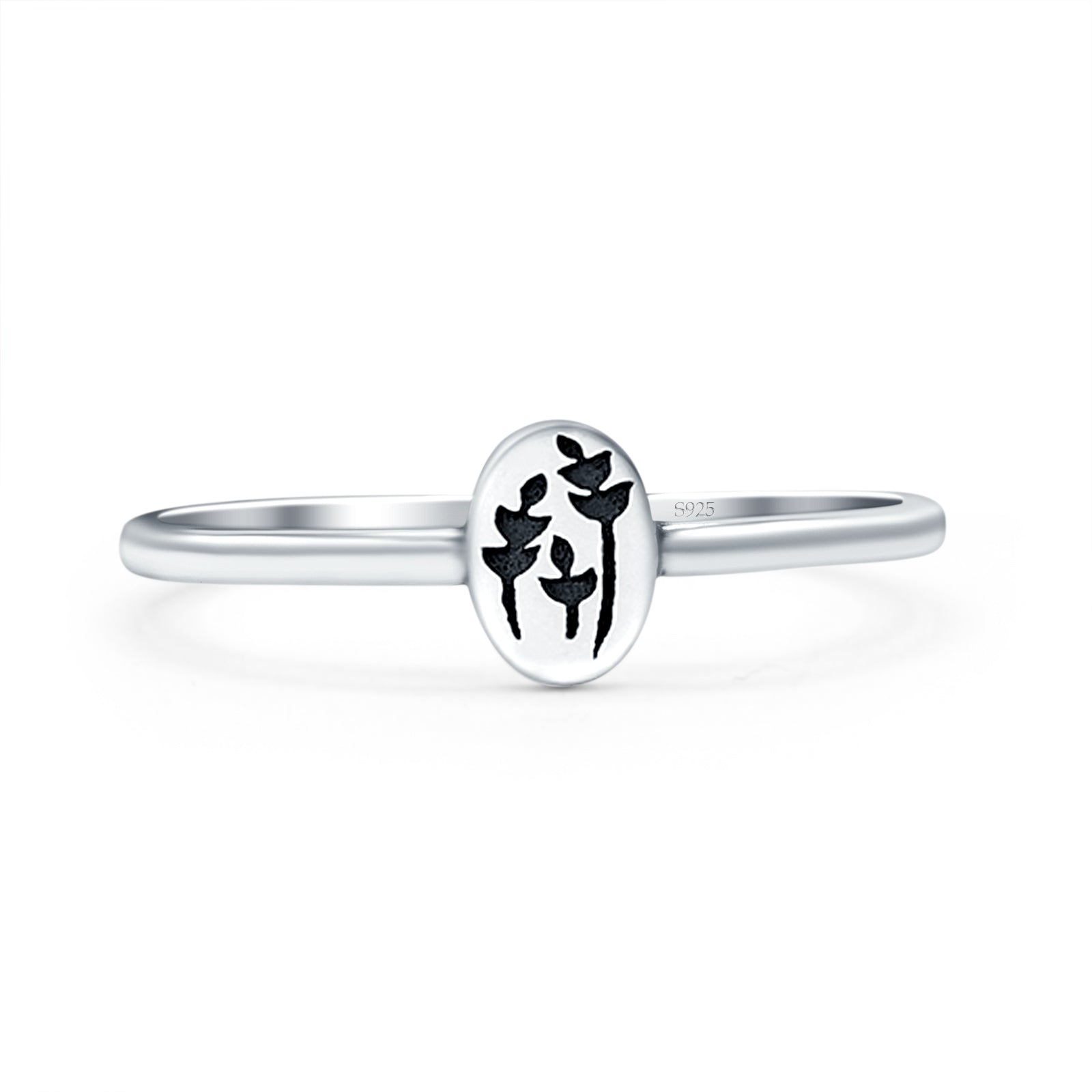 Flowers Oxidized Band Solid 925 Sterling Silver Thumb Ring (6mm)