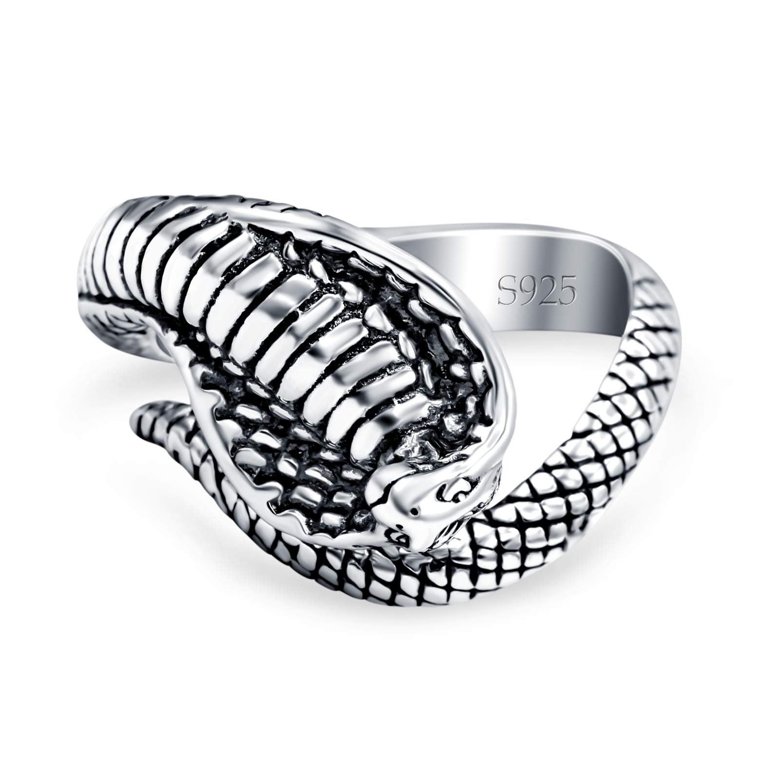 Cobra Snake Oxidized Band Solid 925 Sterling Silver Thumb Ring (15.6mm)