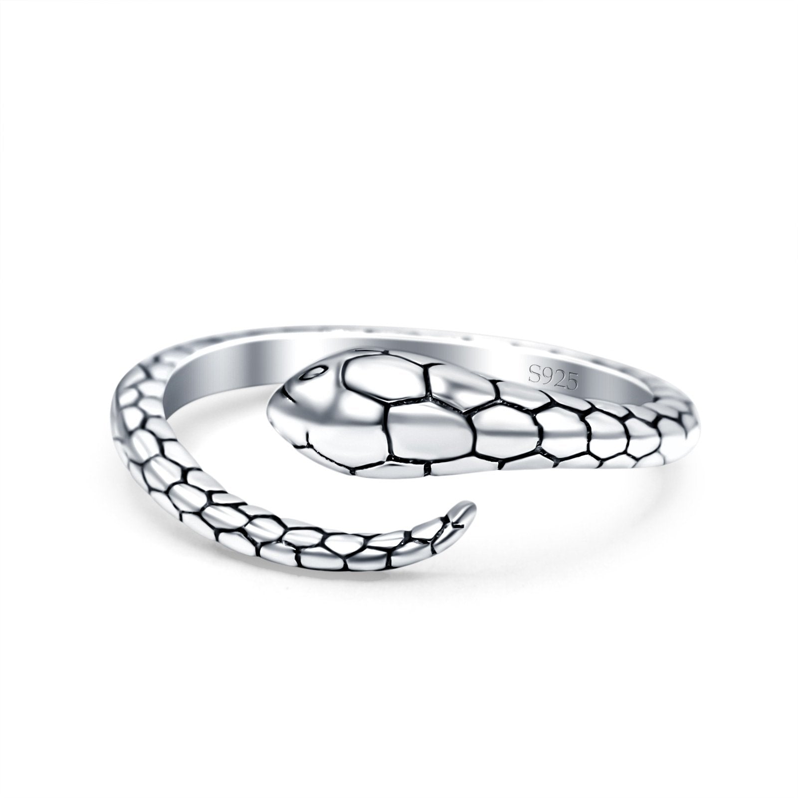 Snake Oxidized Band Solid 925 Sterling Silver Thumb Ring (8mm)