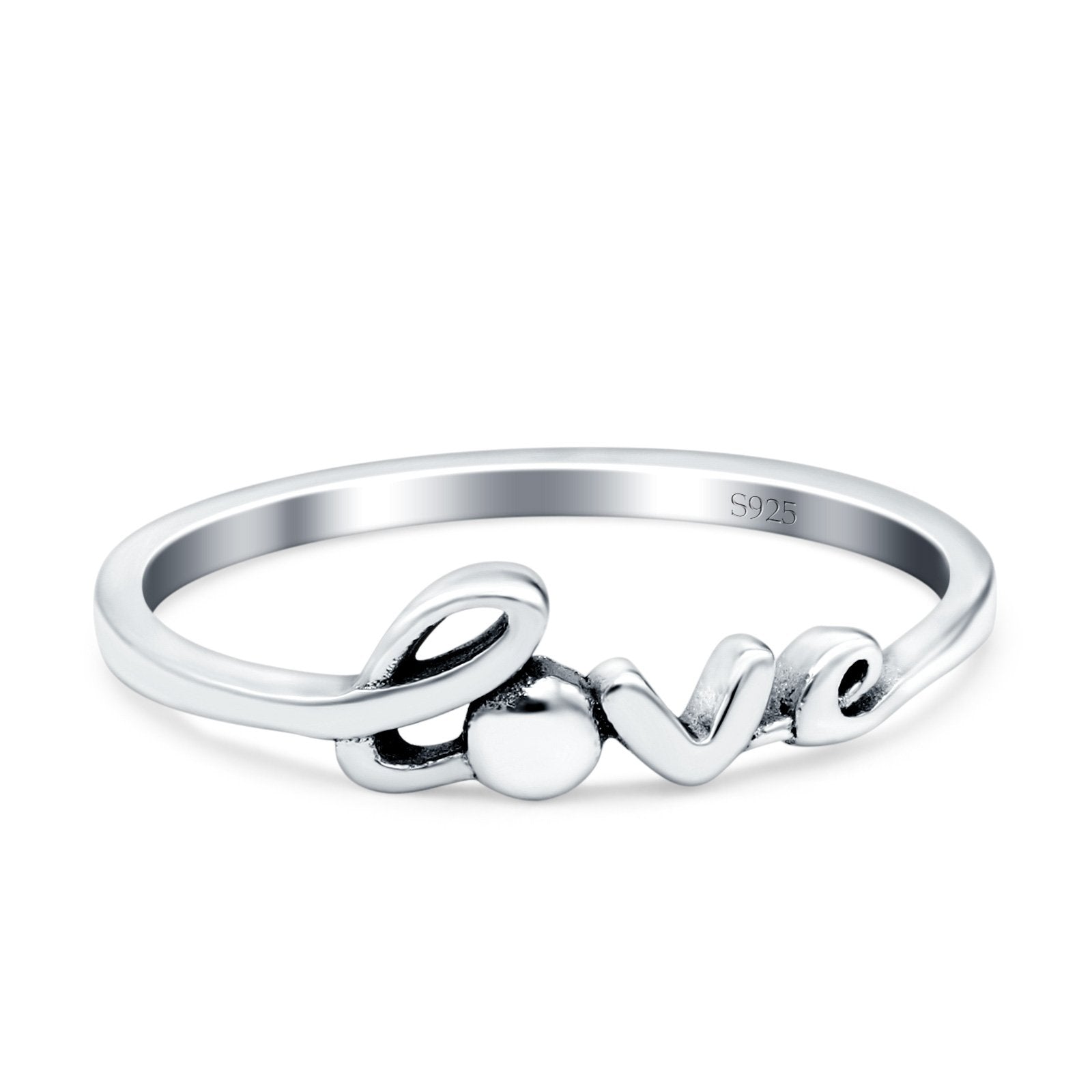 Love Oxidized Band Solid 925 Sterling Silver Thumb Ring (5mm)