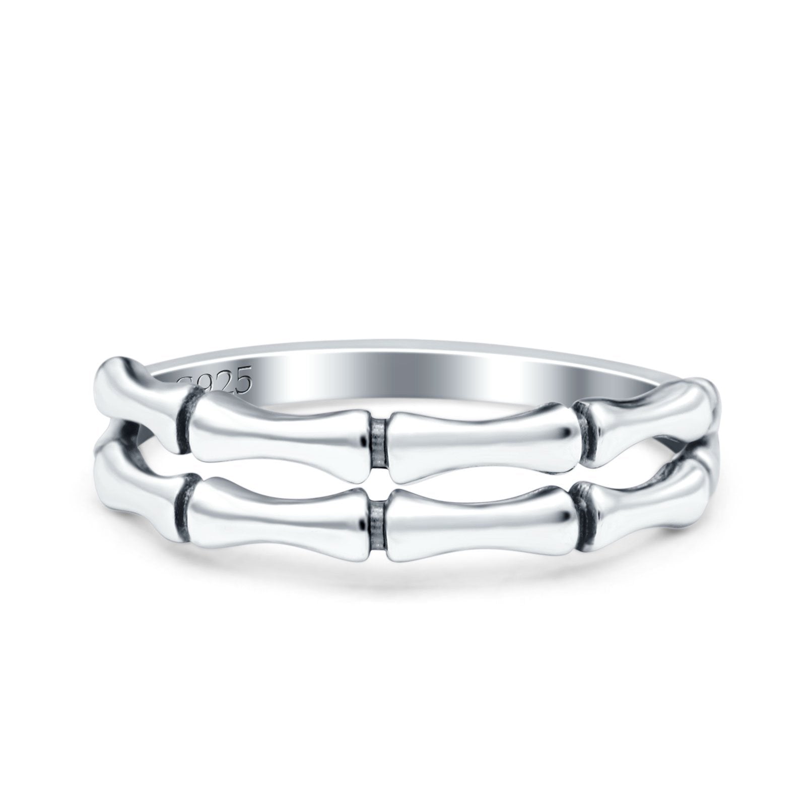 Bamboo Oxidized Band Solid 925 Sterling Silver Thumb Ring (5mm)
