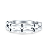 Bamboo Oxidized Band Solid 925 Sterling Silver Thumb Ring (5mm)