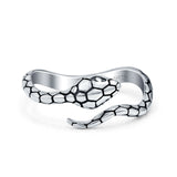 Serpent Snake Oxidized Band Solid 925 Sterling Silver Thumb Ring (7mm)
