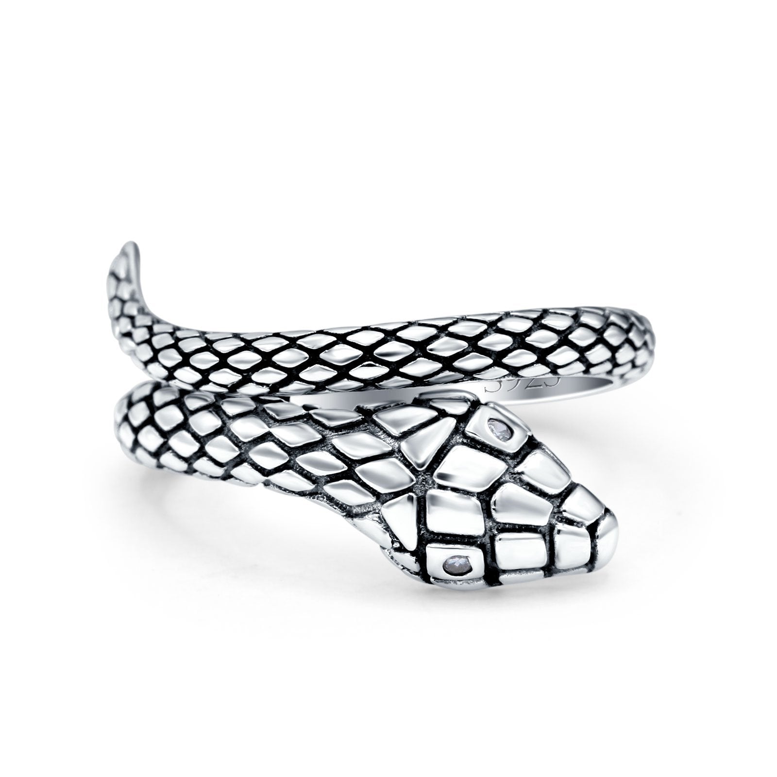 Snake Oxidized Band Solid 925 Sterling Silver Thumb Ring (12mm)