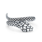 Snake Oxidized Band Solid 925 Sterling Silver Thumb Ring (12mm)
