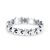 Stars Oxidized Band Solid 925 Sterling Silver Thumb Ring (4mm)