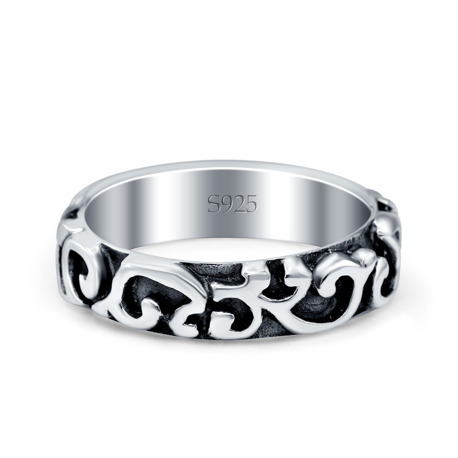 Silver Oxidized Band Solid 925 Sterling Silver Thumb Ring (5.5mm)