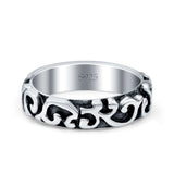 Silver Oxidized Band Solid 925 Sterling Silver Thumb Ring (5.5mm)