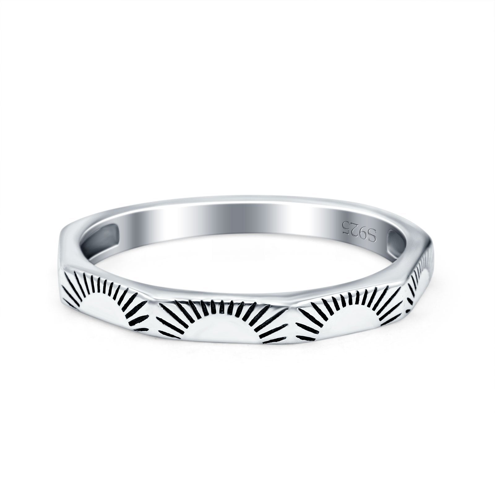Oxidized Sunset Band Solid 925 Sterling Silver Thumb Ring (2.5mm)
