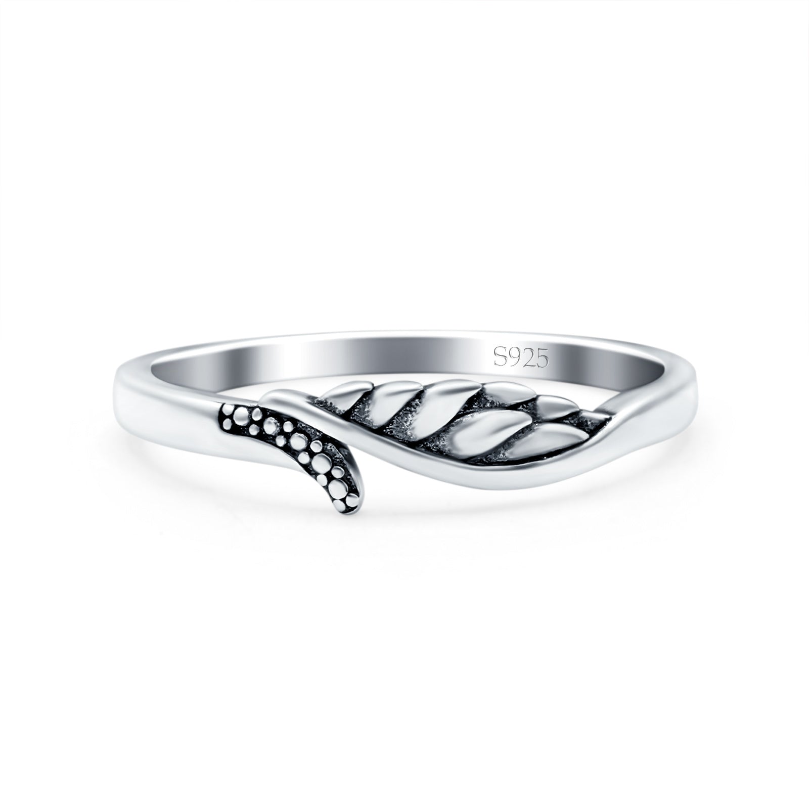 Wing Oxidized Band Solid 925 Sterling Silver Thumb Ring (5mm)
