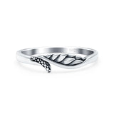 Wing Oxidized Band Solid 925 Sterling Silver Thumb Ring (5mm)