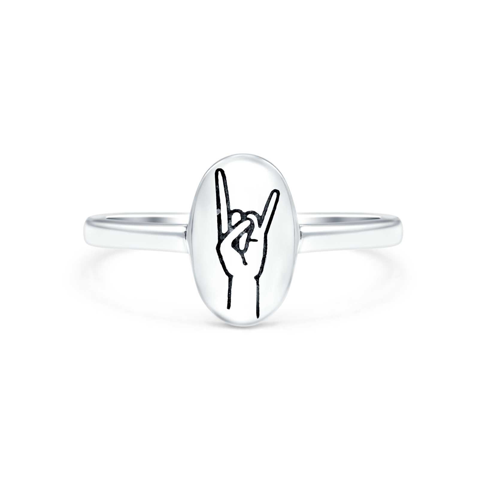 Rock & Roll Ring Oxidized Band Solid 925 Sterling Silver Thumb Ring (9.5mm)