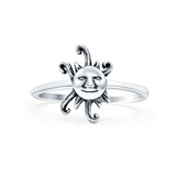 Sun Oxidized Band Solid 925 Sterling Silver Thumb Ring (13mm)