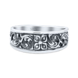 Engraved Floral Designer Trendy Oxidized Band Thumb Ring
