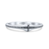 Classic Cross Designer Rounded Engraved Stackable Oxidized Statement Band Thumb Ring