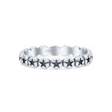 Stackable Attractive Eternity Rounded Oxidized Stars Engraved Promise Band Thumb Ring