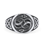 Celtic Snakes Triquetra Knot Artisan Oxidized Finish Statement Band Thumb Ring