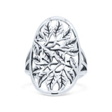 Leaves Circle Charm Tree of Life Statement Oxidized Band Thumb Ring