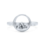 Iconic Snow Capped Mountains Circle Dainty Nature Lover Oxidized Finish Statement Band Thumb Ring