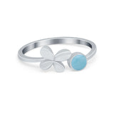 Petite Butterfly Thumb Ring Band Round Simulated Larimar CZ 925 Sterling Silver
