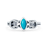 Celtic Knot Weave Petite Dainty Marquise Promise Ring Simulated Turquoise Band Oxidized Braided 925 Sterling Silver