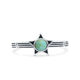 Star Petite Dainty Round Simulated Turquoise Promise Ring Band Oxidized Braided 925 Sterling Silver