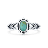Solitaire Petite Heart Simulated Turquoise Promise Ring Band Oxidized Braided 925 Sterling Silver