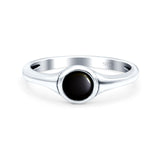Petite Dainty Round Promise Ring Solid Oxidized Simulated Black Onyx 925 Sterling Silver