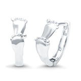 Baby Feet Design Hoop Huggie Plain Earrings 925 Sterling Silver