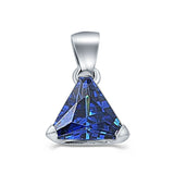 Triangle Cut Charm Pendant Simulated Blue Sapphire CZ 925 Sterling Silver (11mm)