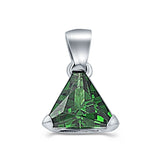Triangle Cut Charm Pendant Simulated Green Emerald CZ 925 Sterling Silver (11mm)