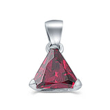 Triangle Cut Charm Pendant Simulated Ruby CZ 925 Sterling Silver (11mm)