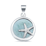 Larimar Starfish Round 925 Sterling Silver Charm Pendant