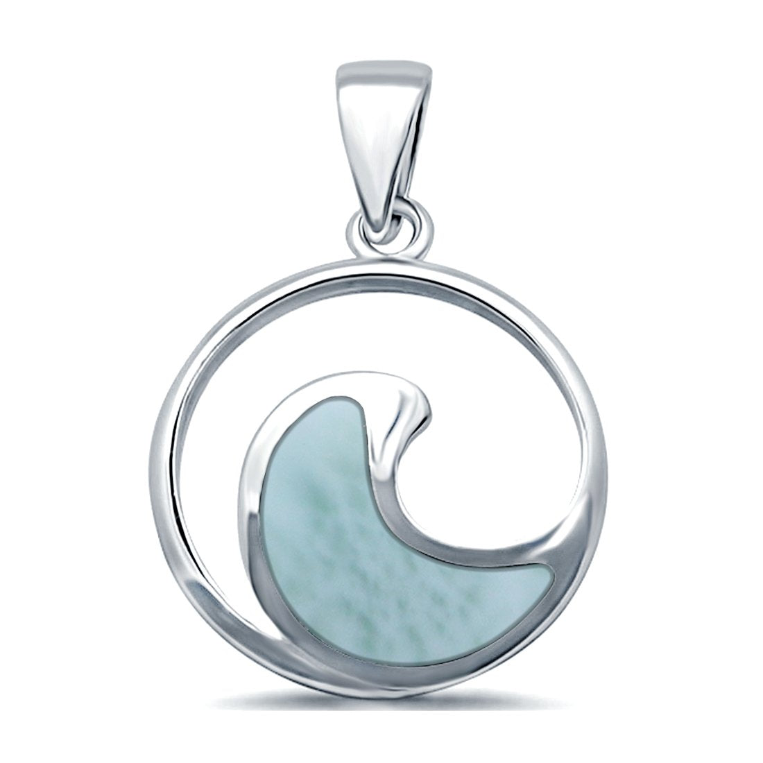 Larimar Ocean Wave 925 Sterling Silver Charm Pendant