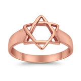 Jewish Star Ring Rose Tone Star of David Judaism Band 925 Sterling Silver