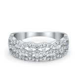 Half Eternity Wedding Ring Round Simulated Cubic Zirconia 925 Sterling Silver