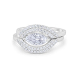 Two Piece Ring Band Round Simulated Cubic Zirconia 925 Sterling Silver