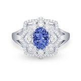 Art Deco Oval Wedding Ring Simulated Tanzanite CZ 925 Sterling Silver