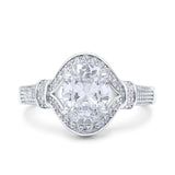 Oval Art Deco Wedding Ring Accent Vintage Simulated Cubic Zirconia 925 Sterling Silver