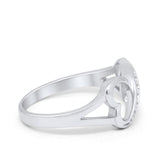 Crisscross Double Heart Promise Ring Round Cubic Zirconia 925 Sterling Silver