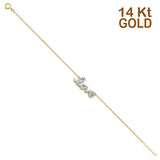 14K Yellow Gold Light CZ Bracelet Chain 7" + 1" Extension
