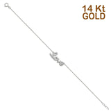 14K White Gold Light CZ Bracelet Chain 7" + 1" Extension
