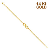 14K Yellow Gold Infinity Hollow Bracelet Chain 7.5" Extension