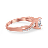 14K Rose Gold Infinity Shank Princess Cut Engagement Ring Simulated Cubic Zirconia Size-7